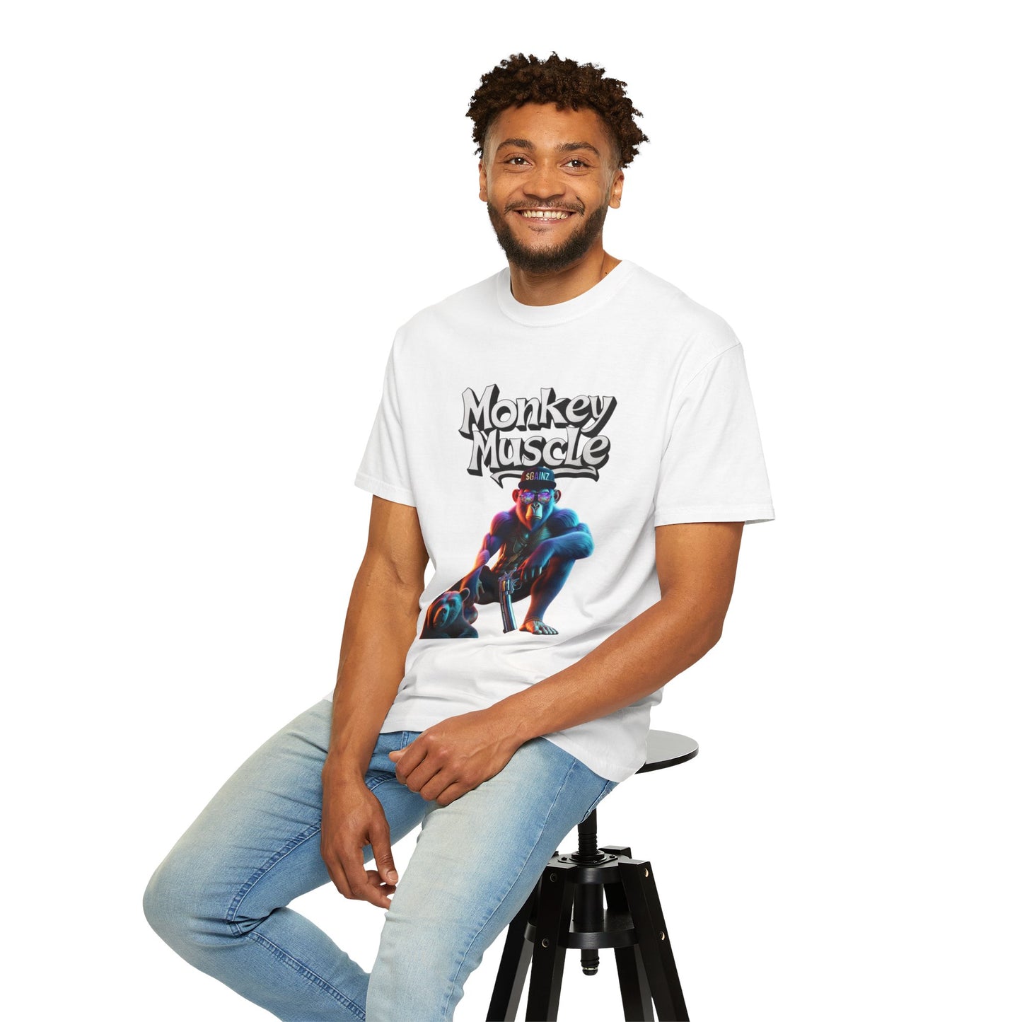 Monkey Muscle QR Unisex Garment-Dyed T-shirt