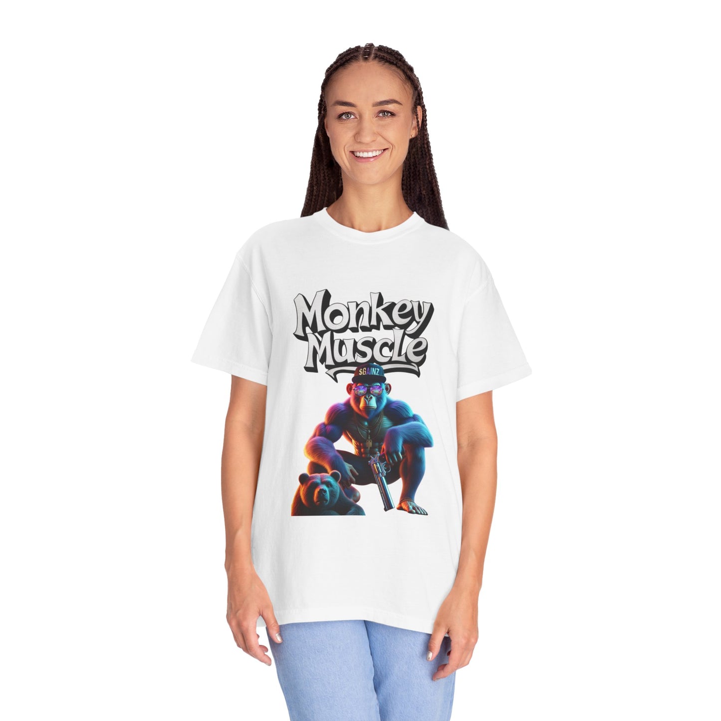 Monkey Muscle QR Unisex Garment-Dyed T-shirt
