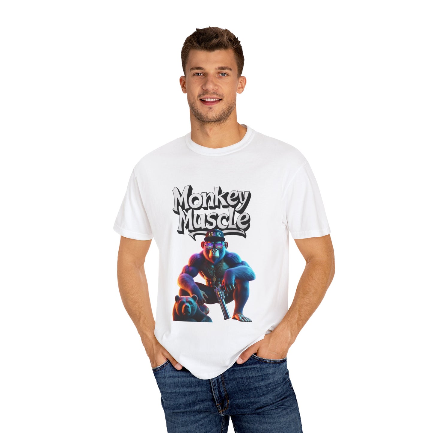 Monkey Muscle QR Unisex Garment-Dyed T-shirt