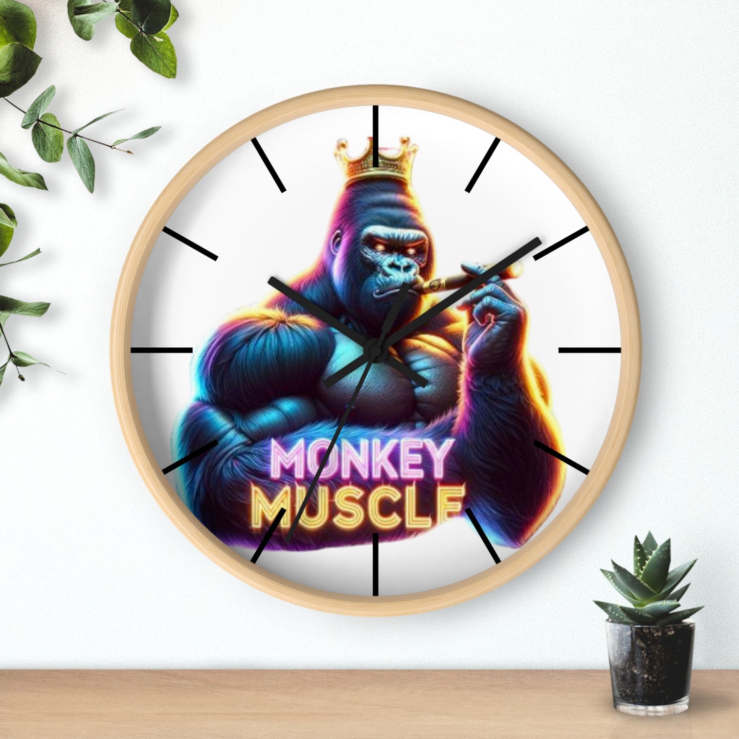 Monkey Muscle Wall Clock - Colorful OG Monkey Design.