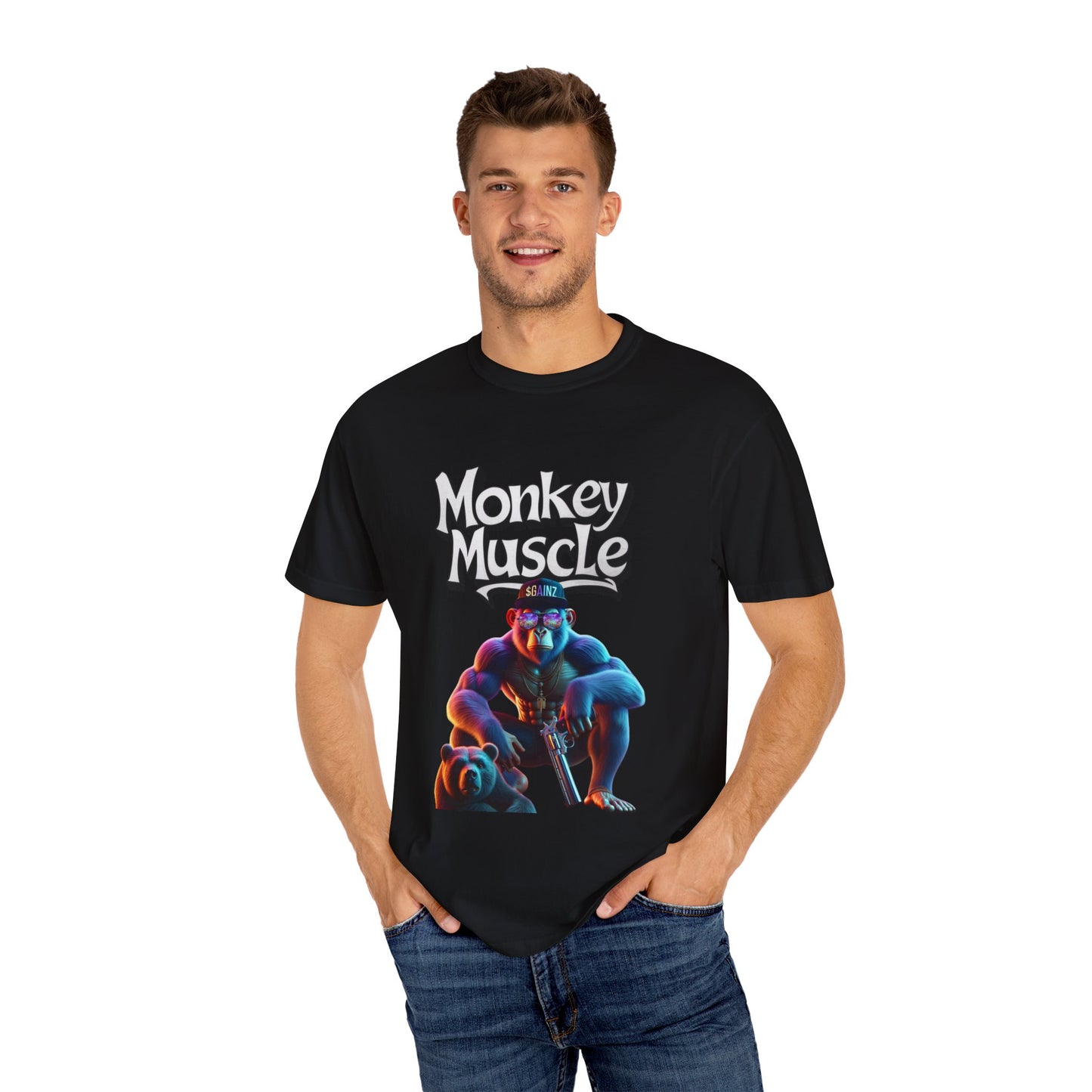 Monkey Muscle QR Unisex Garment-Dyed T-shirt