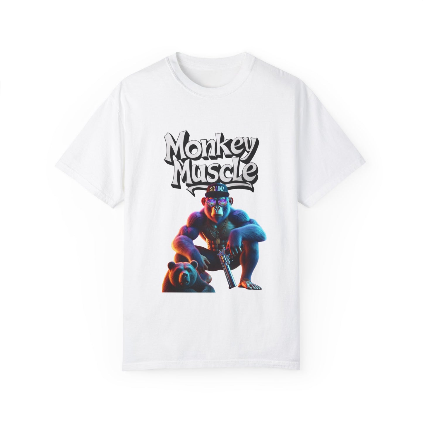 Monkey Muscle QR Unisex Garment-Dyed T-shirt