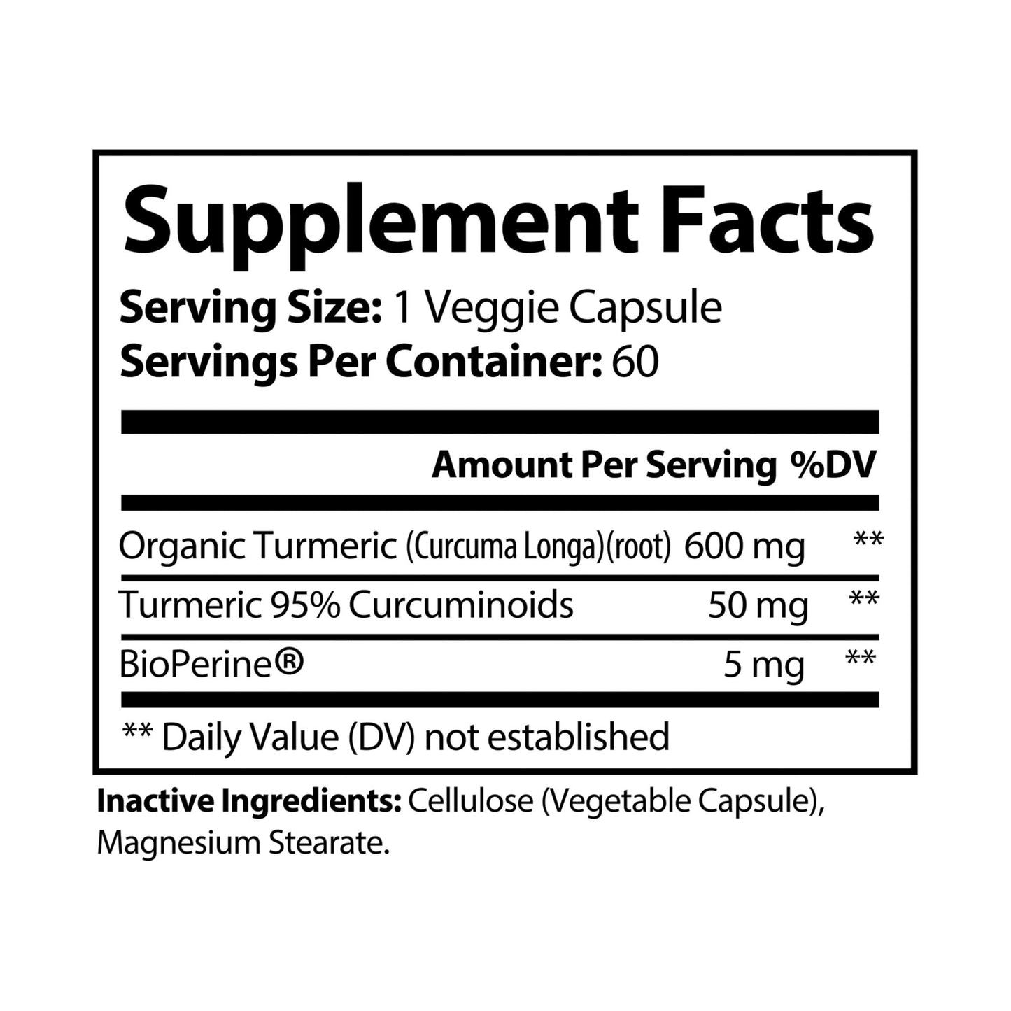 Monkey Muscle Turmeric with BioPerine® (Black Pepper Fruit Extract) Supplement (60 Capsules)