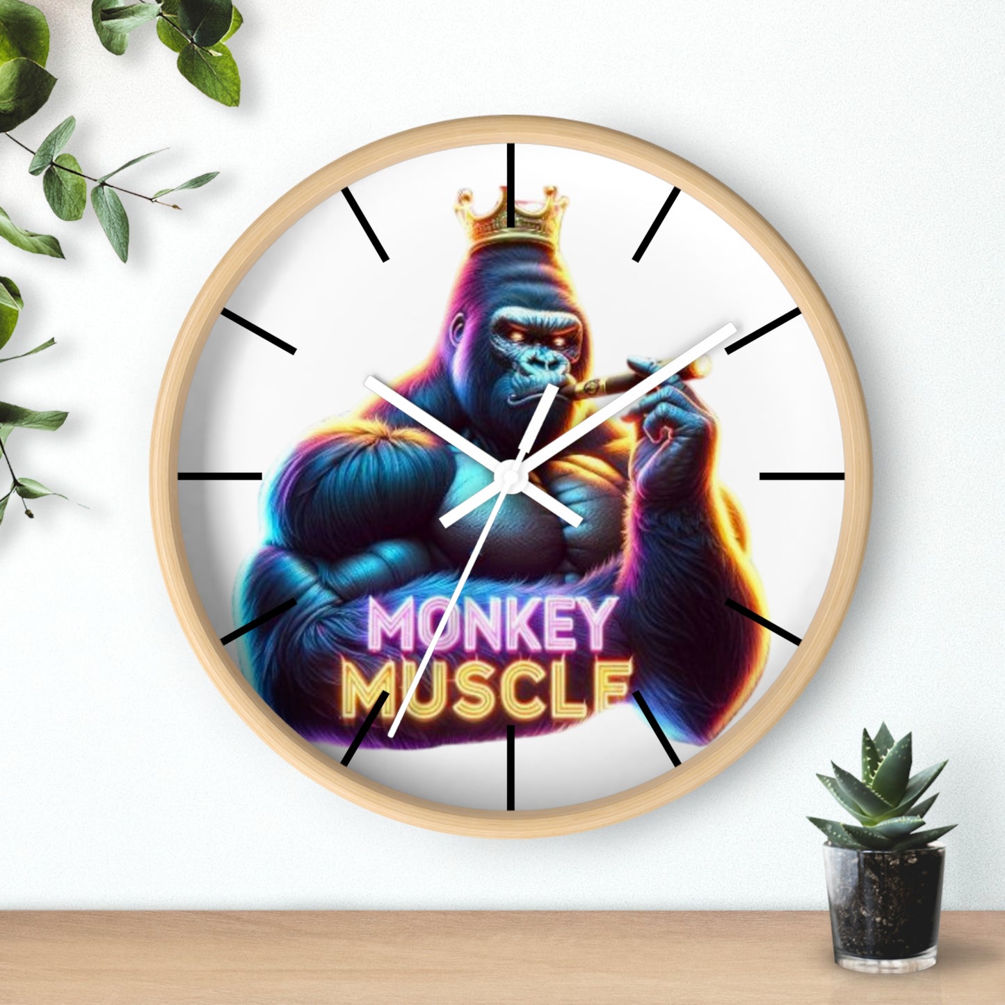 Monkey Muscle Wall Clock - Colorful OG Monkey Design.