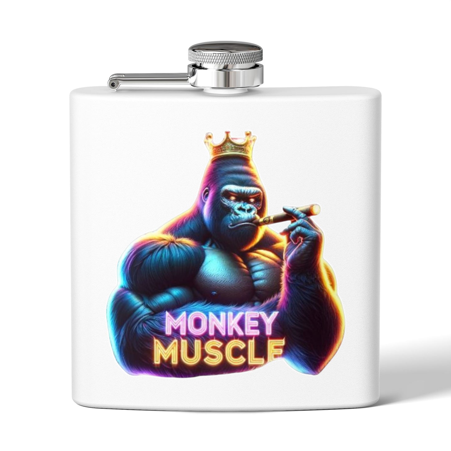 OG Monkey muscle logo - Stainless Steel Flask, 6oz