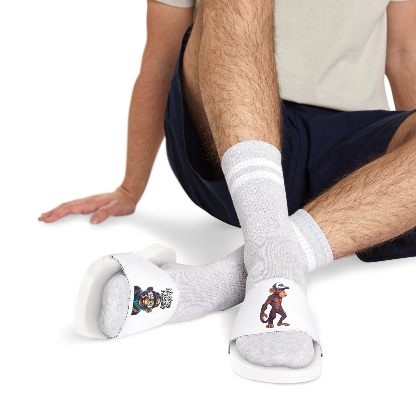 Monkey muscle Men's Graphic Sandals with Removable Straps - Fun Design for Casual Comfort
