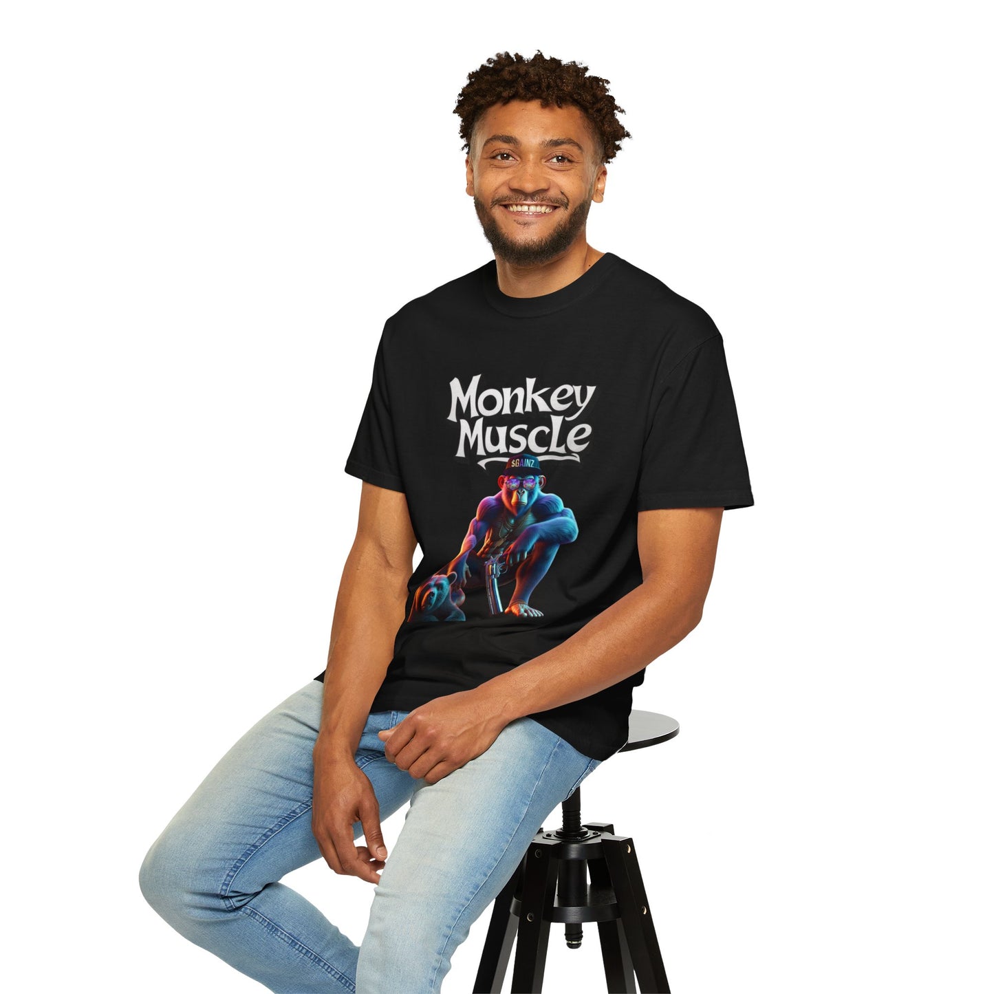 Monkey Muscle QR Unisex Garment-Dyed T-shirt