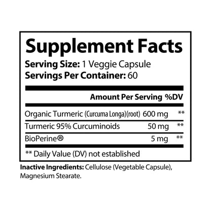 Monkey Muscle Turmeric with BioPerine® (Black Pepper Fruit Extract) Supplement (60 Capsules)