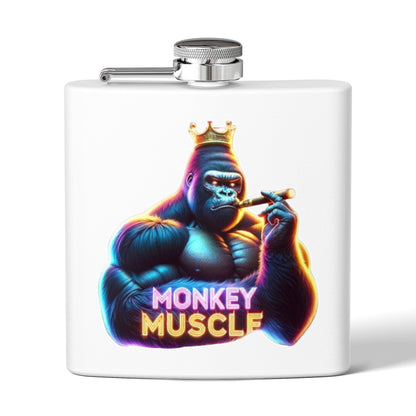 OG Monkey muscle logo - Stainless Steel Flask, 6oz